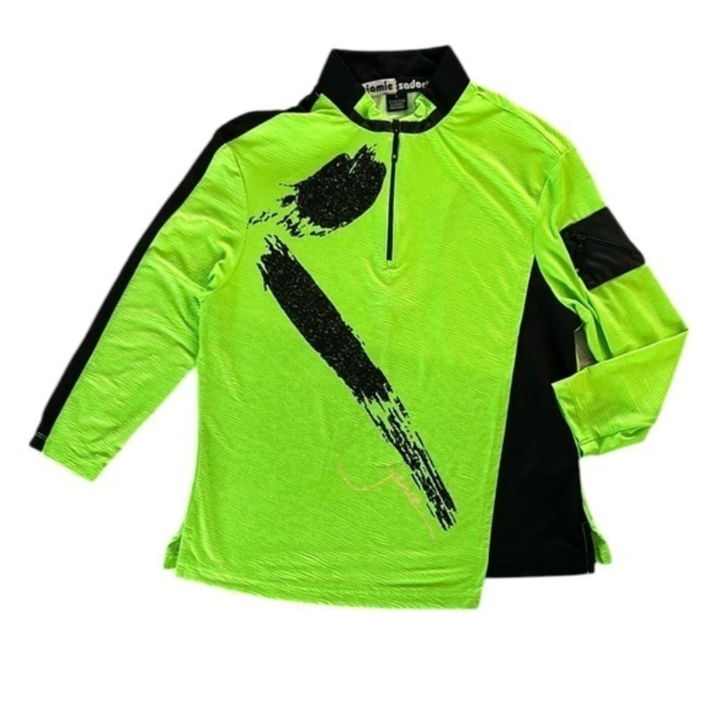 Jamie Sadock neon lime green black golf shirt size small